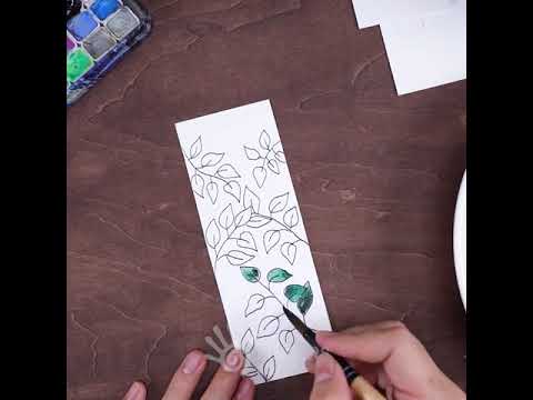 DIY Bookmarks made with Watercolours | leaf flower design