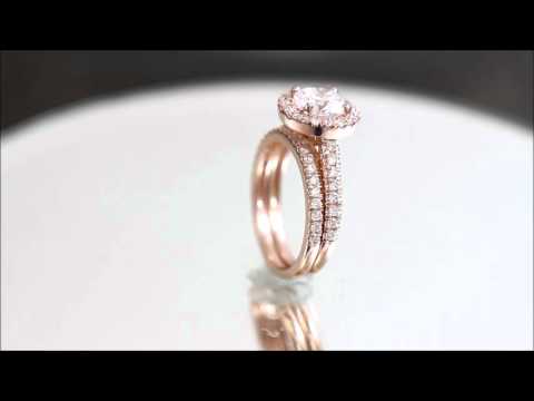 14k Rose Gold Round Cut Diamond Engagement Ring And Band 1.65ctw H-VS2 EGL USA - KNR INC - 1000