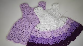 Download lagu Crochet #100 How to crochet ' Pretty lace' baby dress mp3