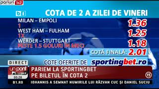 Biletul in COTA 2: Profit 100% in ultimele 3 zile » Aici, combo-ul de vineri!