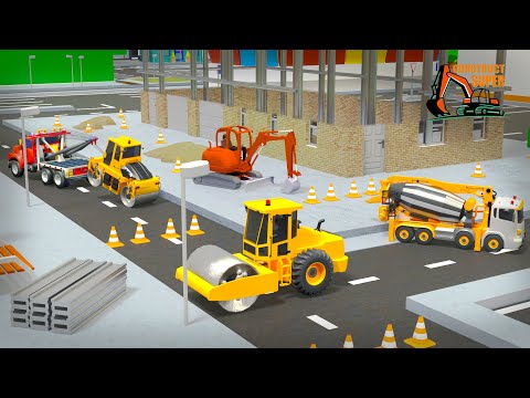 Excavator & Concrete Mixer Construct Massive Building! 🚜🏢 | Construction Simulator
