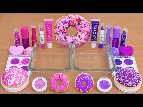 Pink vs Purple - Mixing Makeup Eyeshadow Into Slime ASMR