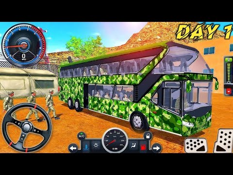 Army Soldier Bus Driving Simulator || Off Road US Transport Duty Driver || Day 1