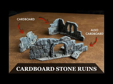Make Cardboard Stone Ruins I (and II - Slightly Improved) - Miniature Fantasy Game Terrain Tutorial