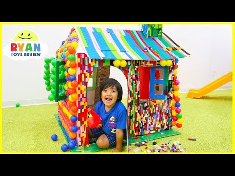 Pretend Play Lego and Color Balls PlayHouse Box Fort with Ryan ToysReview!!!