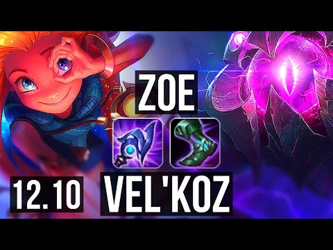 ZOE vs VEL'KOZ (MID) | 4/0/3, 1.6M mastery, 600+ games | NA Grandmaster | 12.10
