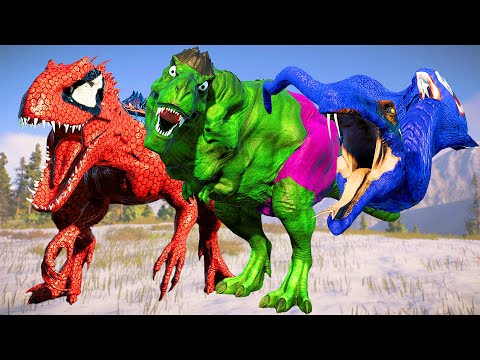 (🦖Jurassic World Evolution 2)SpiderMan I-Rex,Hulk T-Rex,Titanoboa Dinosaurs Fight