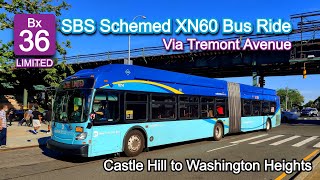 NYCT Bx36 LIMITED Bus Ride (SBS Scheme, Via Tremont): 2018 New Flyer XN60 1072 to Washington Heights