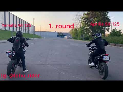 Aprilia sx 125 vs. Yamaha wr 125 acceleration/ drag race battle sound
