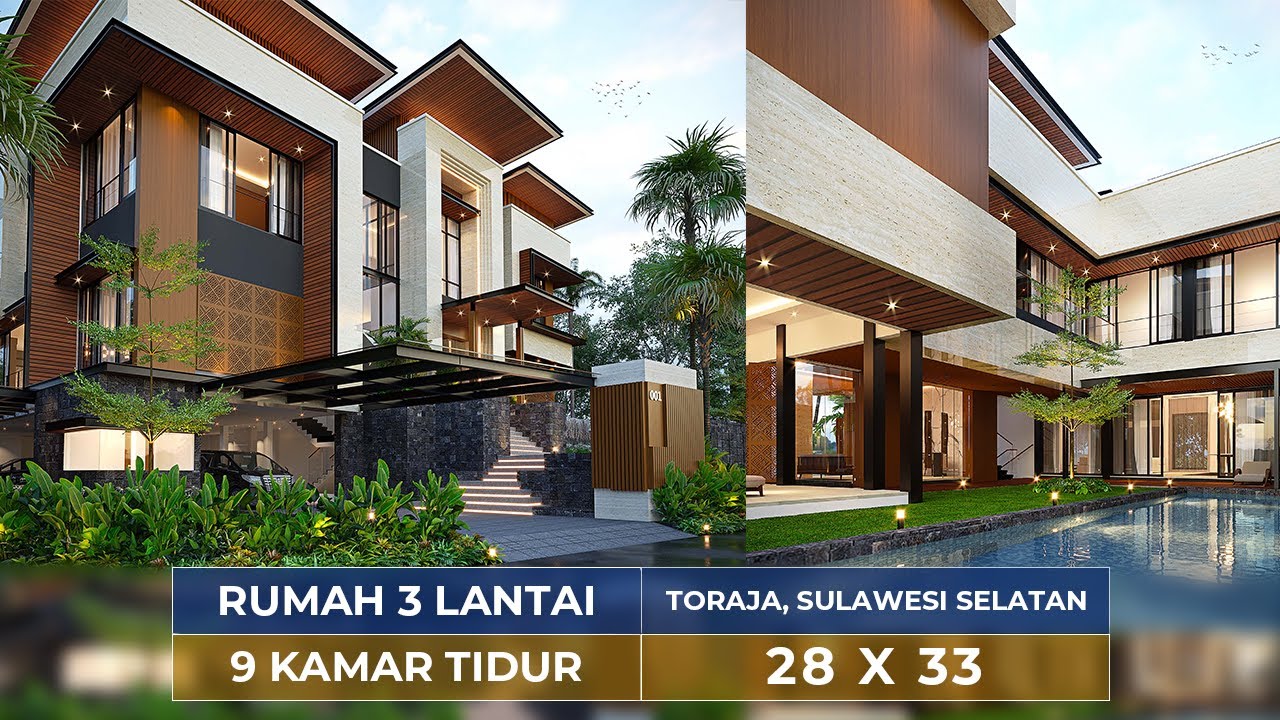 Video 3D Desain Villa Modern 3 Lantai Ibu GT 1468