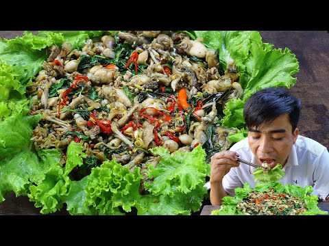 Fried frog recipe | Stir fry frog with spicy chili eating very yummy
