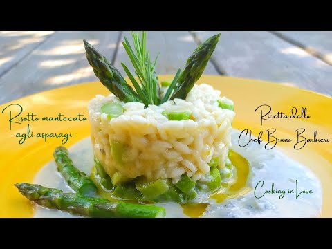 Risotto mantecato agli asparagi. ricetta dello Chef Bruno Barbieri