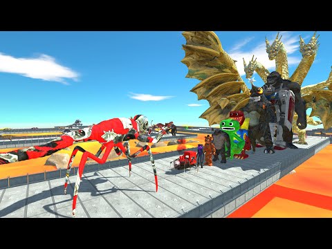 Titanus Red Kiryu vs Ghidorah LAVA DEATH RUN - Animal Revolt Battle Simulator
