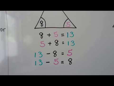Grade 2 Math  2.11b, Fact family Triangles with missing facts