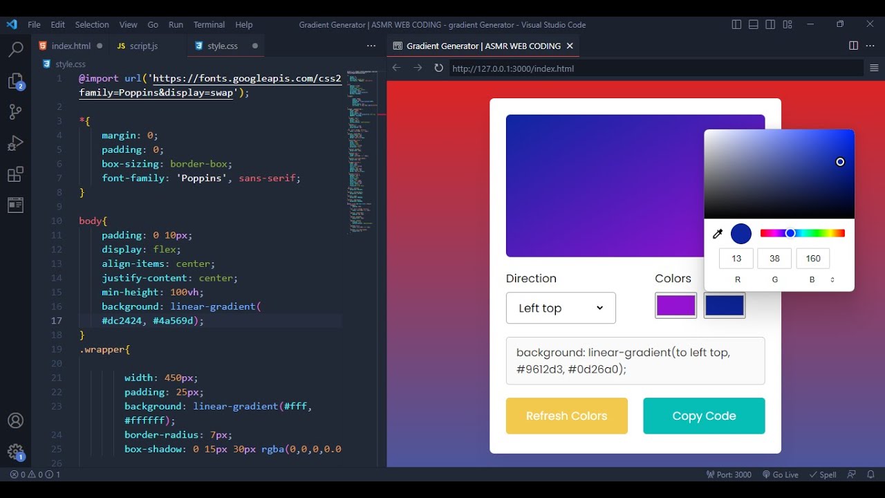 ASMR Programming - Create a Gradient Color Generator in JavaScript - No Talking