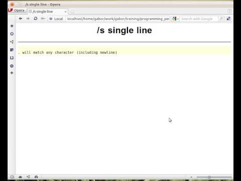 Beginner Perl Maven tutorial: 10.4 - single line regex using /s