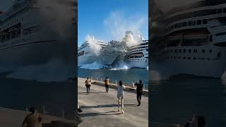 Unexpected Crash — Two Cruise Ships Cross Paths Near the Port!