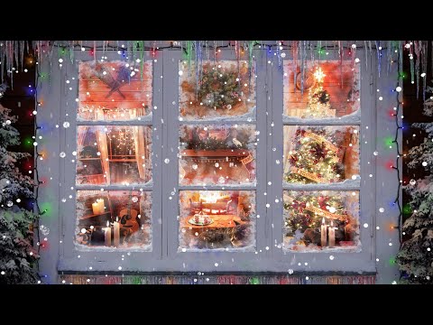 Christmas Music From Another Room | Christmas Ambience | Crackling Fire, Falling Snow