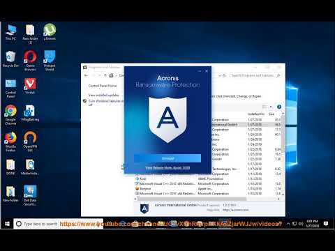 Uninstall Acronis Ransomware Protection on Windows 10 Fall Creators Update Video