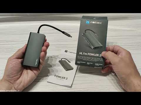 NATEC daugiaportinis „Fowler Plus“ USB-C šakotuvas, USB 3.0, 3x HDMI, 4K, USB-C, PD, RJ45, SD, Micro SD video