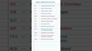 Full form of IPL, FIFA, ICC, ODI | Sports-related terms Full Form #ipl #fifa #didyouknow #gk #shorts