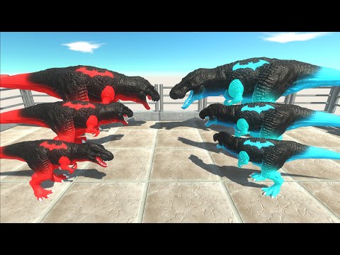 X3 BATMAN T-REX RED BLUE DEATH RUN - Animal Revolt Battle Simulator
