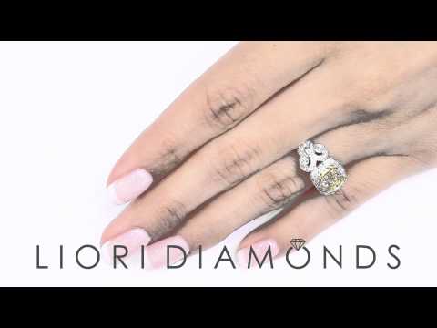 FD-677 - 3.07 Ct. GIA Certified Natural Fancy Yellow Cushion Cut Diamond Engagement Ring