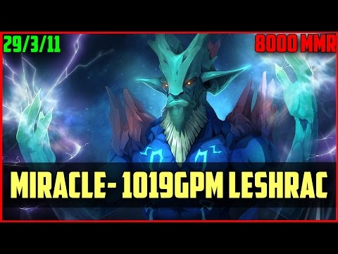 Miracle- 8000MMR 1019 GPM Leshrac 29 Kills | DOTA 2 gameplay