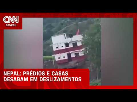 Prédio desmorona em rio durante enchente no Nepal  | CNN 360°