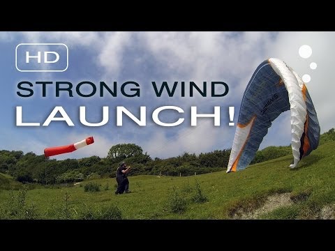 Paraglider Control: Strong Wind Launching (Simple Depower)