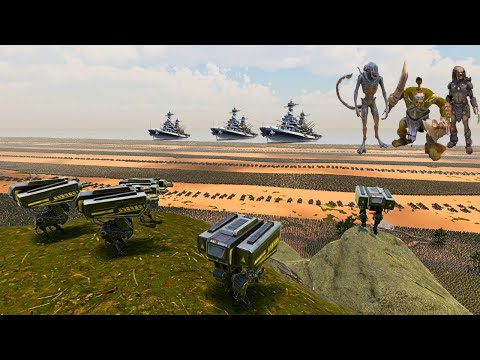 Every T-45 & humanity Beach Defense VS 6,000,000 Aliens ,Predators ,Zombies & Greenskin | UEBS 2