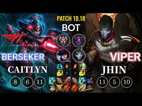 T1 Berseker Caitlyn vs HLE Viper Jhin Bot - KR Patch 10.18