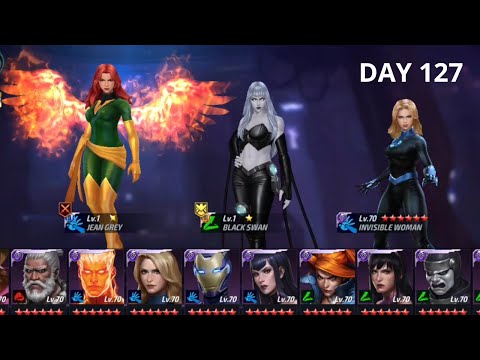 I got Jean Grey, Black Swan, and Invicible Woman Transcended on day 127 // Marvel Future Fight.