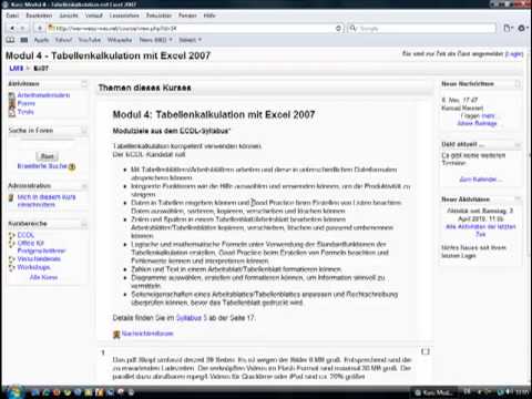 Tabellenkalkulation mit Excel 2007 / Exposee zum Onlinekurs