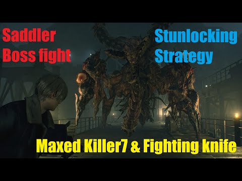Resident Evil 4 Remake - Saddler Boss Fight - Stunlocking strategy (maxed Killer7 & Fighting knife)