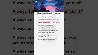 Always Believe in Yourself 💪 | English Reading and Speaking Practice | #learnenglish #english
