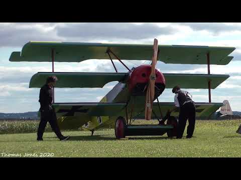 Le Rhone Rotary Engine Run-up Fokker Dr.I Replica - Flying Circus Airshow 2017