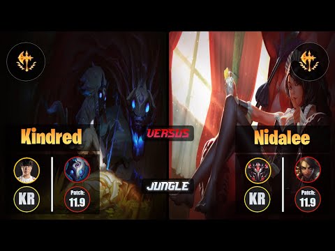 Haru KINDRED (Jungle) [Conqueror] VS NIDALEE - Grandmaster KR Patch 11.9