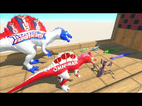 ESCAPE FROM TRANSFORMERS and OMNI MAN SPINOSAURUS TEAM  - Animal Revolt Battle Simulator