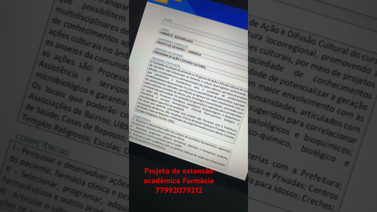 Projeto de extensão acadêmica Farmácia 77992079212