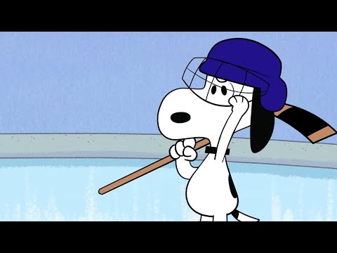 スヌーピーとウッドストックがホッケーをする (Snoopy and Woodstock Play Hockey)
