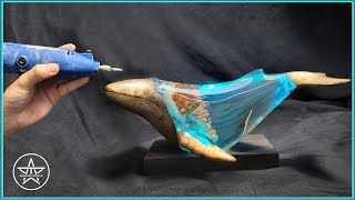 How to Carving a Wood - Epoxy Resin  Whale with Epoxy Resin Waves | DIY Sculpture Art