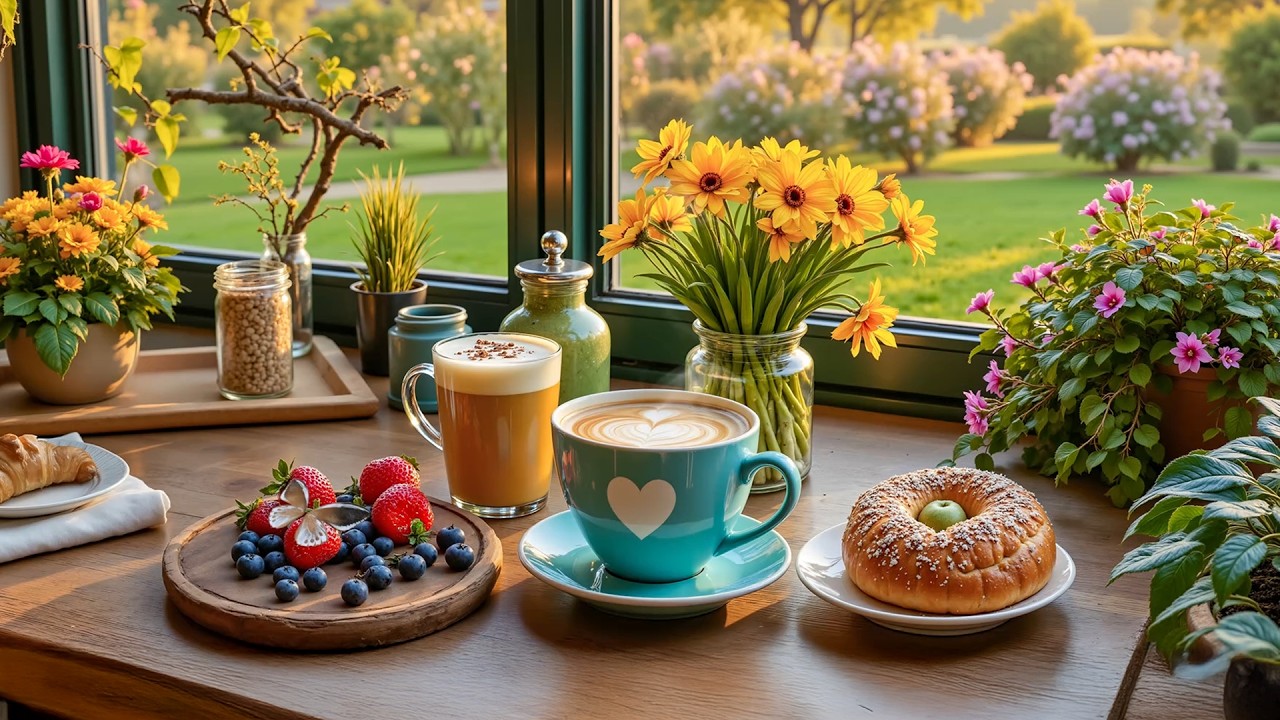 Smooth Morning Jazz ☕ Happy Spring May Coffee Shop with Positive Bossa Nova for Stress Relief