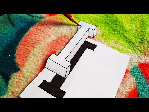 Very Easy!! How To Drawing 3D Floating Letter "I" #2 - Anamorphic Illusion - 3D Trick Art on paper