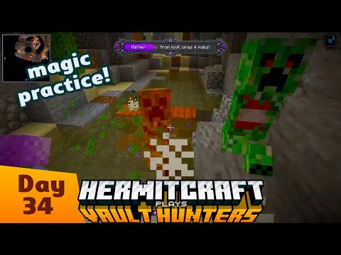 HermitCraft Vault Hunters: magic practice! Nova fishing! Special escape! Mass charm — Day 34! Ep 16!