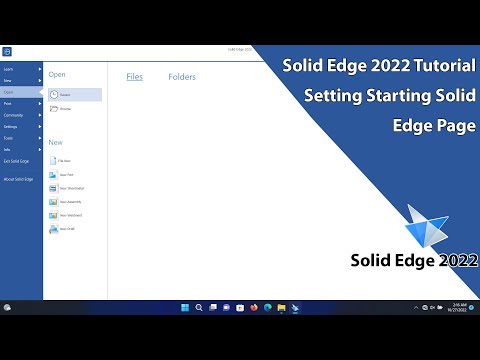 Solid Edge 2022 Tutorial - Setting Starting Solid Edge Page