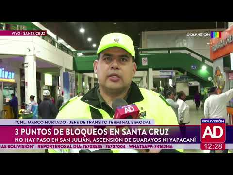 Tres puntos de bloqueo interrumpen la circulación en rutas de Santa Cruz