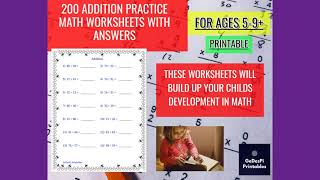 Math Addition 20 Printable Practice Worksheets