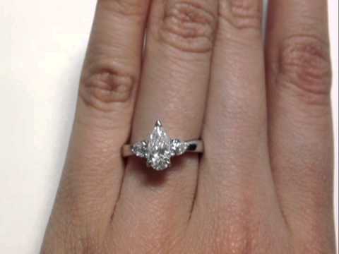 0.92 ctw Pear Shape F SI2 Diamond Engagement Ring - BigDiamondsUSA