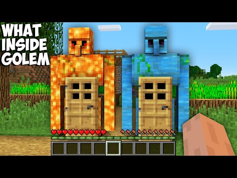 WHAT IS BEHIND THE SECRET DOOR in LAVA GOLEM vs WATER GOLEM ?!!  in Minecraft Challenge 100%